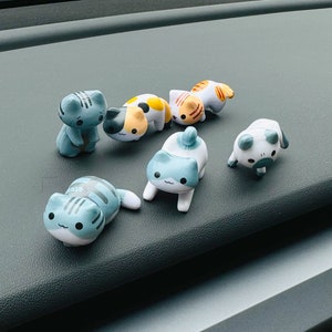 6 Pcs/Set Cute Cat Car Ornaments, Mini Animal Decoration, Cartoon Doll Decor, Car Interior Charms, Well being Car Accessories, Car Gift