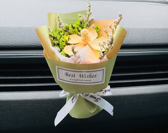 Handmade Mini Dried Flower Car Vent Diffuser, Car Air Vent Clip, Flower Car Accessories, Cute Flower Bouquet for Car, Car Air Freshener