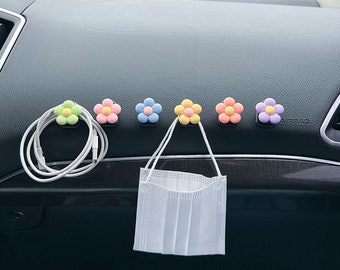 Adhesive Back Car Flower Hook, Multifunctional Storage Mini Hook, Car Mask Holder, Car Hooks, Car Cargo Storage, Car Decoration