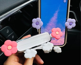 Cute Flower Car Phone Mount, Gravity Phone Holder For Car, Vent Install for All Phones, Support Car Phone Holder, Technology Gift