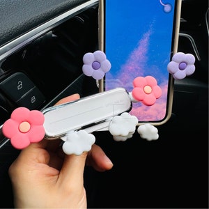 Cute Flower Car Phone Mount, Gravity Phone Holder For Car, Vent Install for All Phones, Support Car Phone Holder, Technology Gift