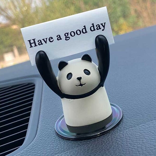 Mini Animal Car Dashboard Decor, Cute Frog Cat Panda Pig Car Ornament, Temporary Parking Card Plate, Animals Toy, Handmade Car Accessories