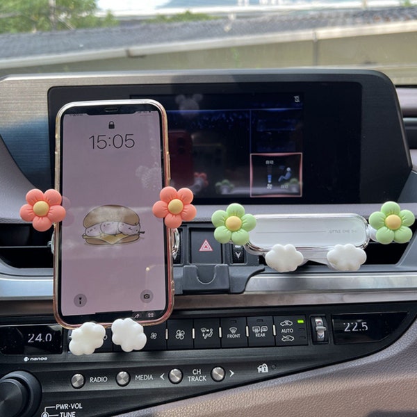 Colorful Flower Gravity Phone Holder, Car Bracket for Phones, Universal Air Vent Mount, Adjustable Cradle Stand, Cartoon Car Accessories
