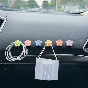 Adhesive Back Car Flower Hook, Multifunctional Storage Mini Hook, Car Mask Holder, Car Hooks, Car Cargo Storage, Car Decoration