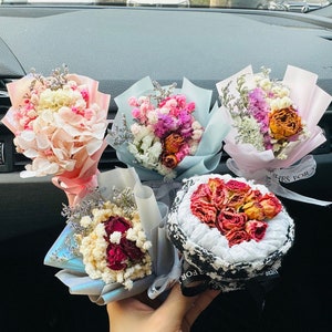 Dried Flower Bouquet, Handmade Mini Natural Flower Car Air Vent Clip, Car Air Freshener, Car Scent Diffuser, Perfume Decoration