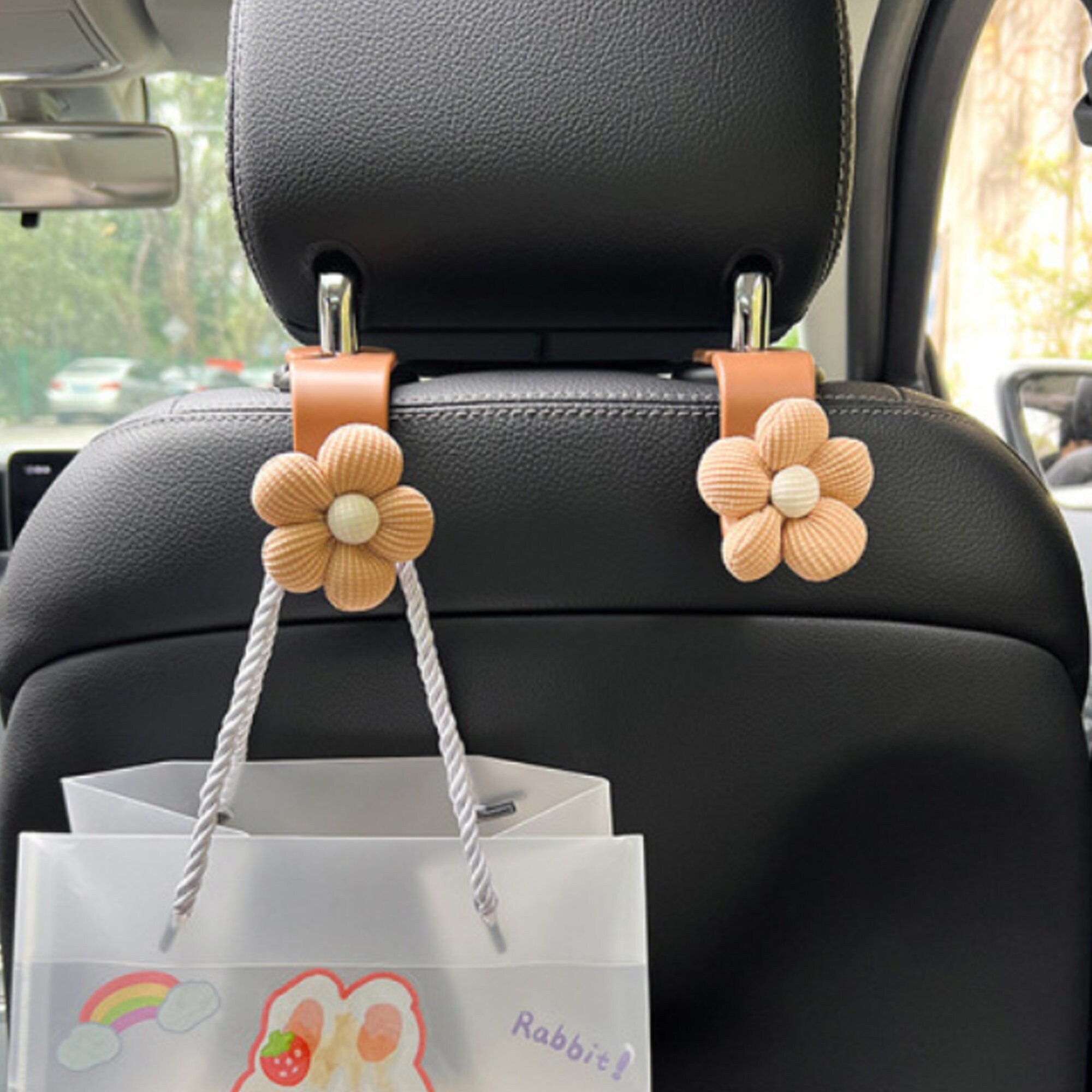 ZYYXB Car Storage Organiser Bag Hooks Cute Cartoon Bear And Rabbit
