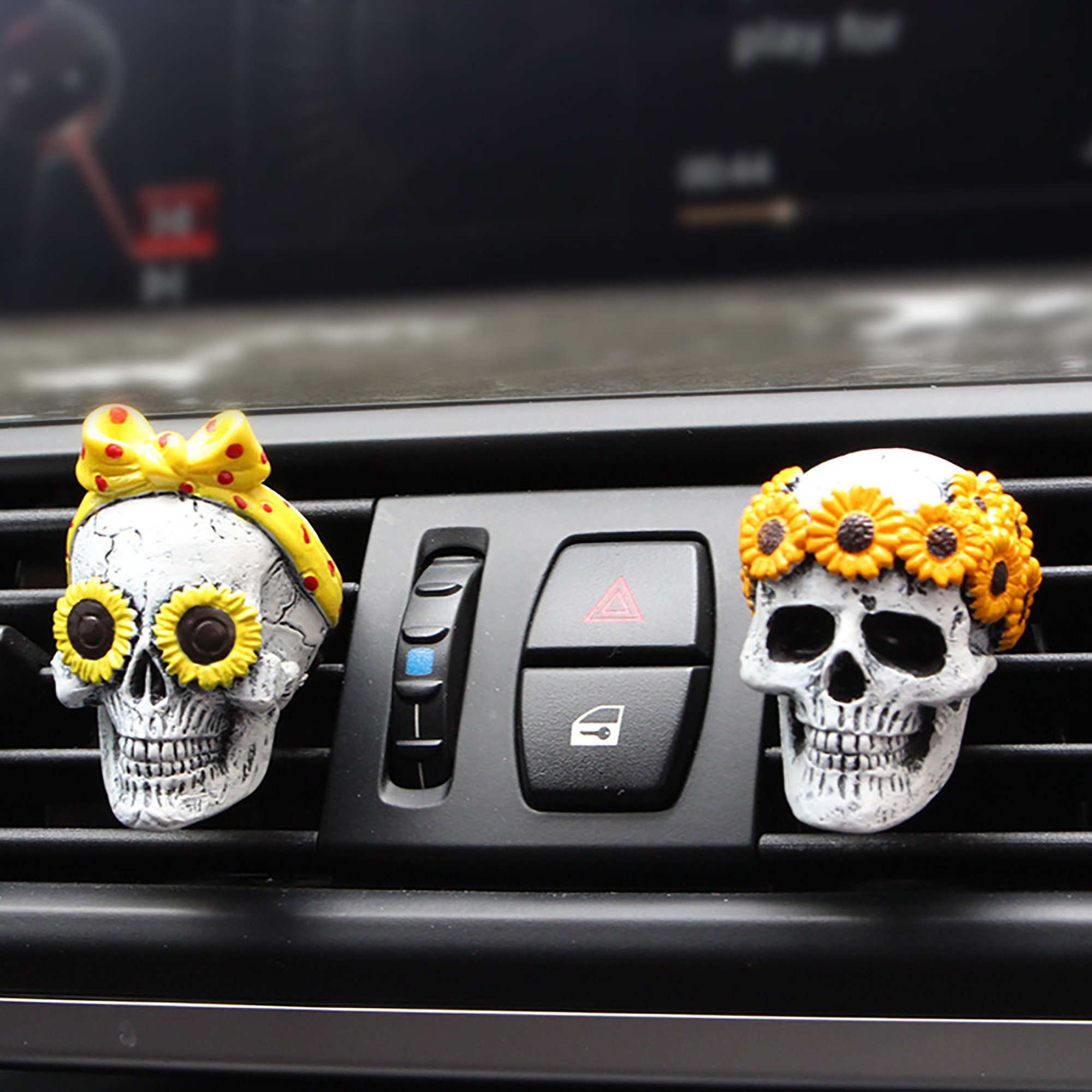 Cute Halloween Skeleton Decorations Car Scent Air Fresheners Vent Clips For  Women Men Teens, Sugar Skull Decor Car Perfume Interior Accessories Orname