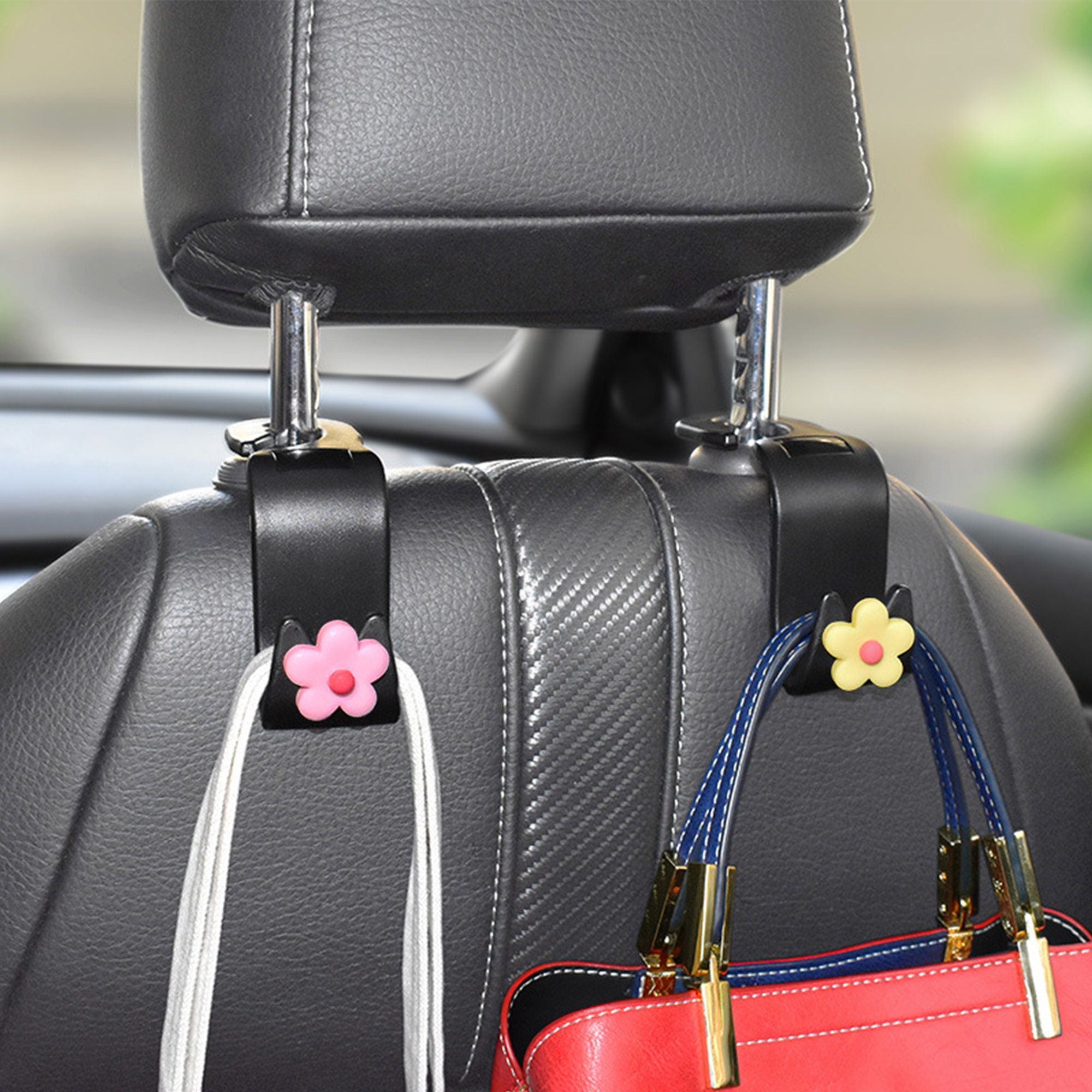 GetUSCart- 2 in 1 Car Seat Headrest Hooks for Purse & Handbag 2PCS Purse  Holder for Car with Phone Holder Magic Purse Hook for Car Hangers Storage  Organizer fit Universal Vehicle Car (Red)