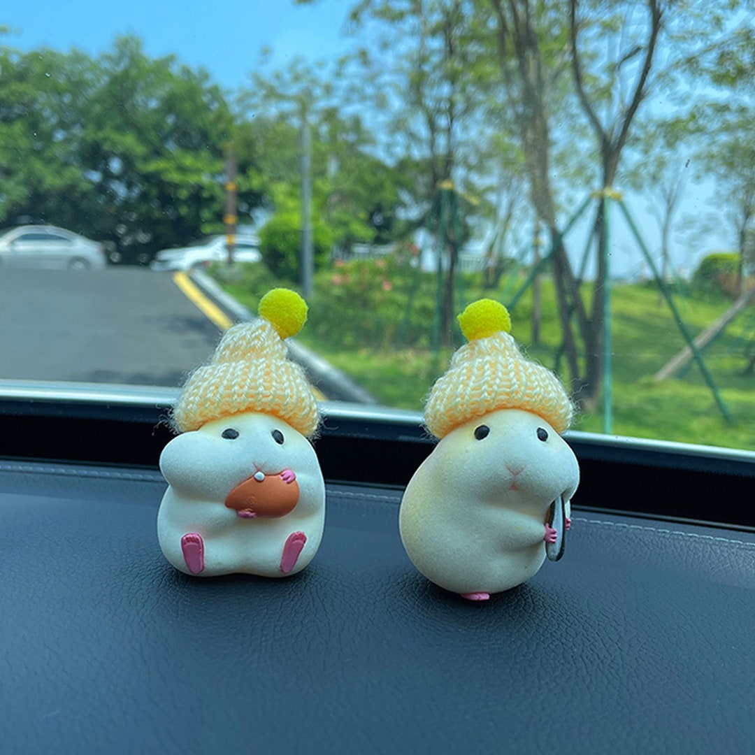 Hamster and Knitted Hat Car Accessories, Cute Car Dashboard Decor
