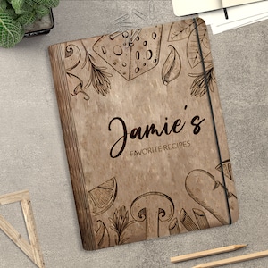 Personalized Recipe Book Cover svg, Wooden cookbook recipes Laser Cut Files, Family Recipe svg,Mother&#39;s Day gift svg, Glowforge svg files