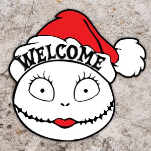 Welcome Cartoon Door Sign svg,Merry Christmas Sign svg, Christmas Door Hanger SVG, Laser Cut Files, Cartoon Face SVG,Glowforge svg files