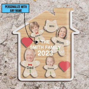Personalized Gingerbread House Ornament Svg, Gingerbread family Ornament SVG File, Glowforge Laser Cut Ornament, Glowforge svg files,Digital