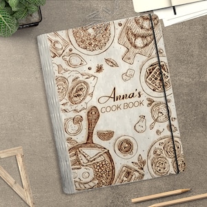 Personalized Recipe Book Cover svg, Wooden cookbook recipes Laser Cut Files, Family Recipe svg,Mother&#39;s Day gift svg, Glowforge svg files