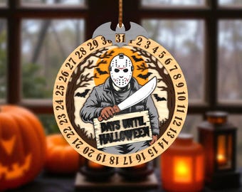 Halloween Countdown Sign Glowforge File, Horror Masked Character SVG , Days Until Halloween Wooden Calendar Decor ,Halloween SVG for Laser