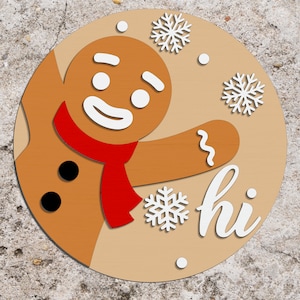 Gingerbread Door Sign svg,Merry Christmas Sign svg, Christmas Door Hanger SVG, Laser Cut Files, Hi Gingerbread Man SVG, Glowforge svg files