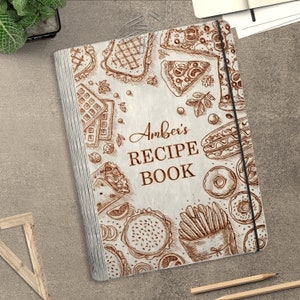 Personalized Recipe Book Cover svg, Wooden cookbook recipes Laser Cut Files, Family Recipe svg,Mother&#39;s Day gift svg, Glowforge svg files