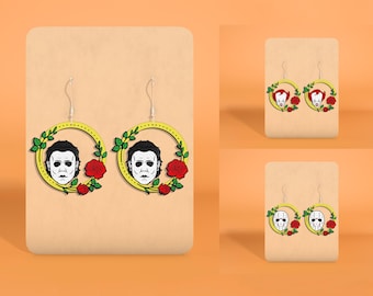 Halloween Flower Earrings SVG File, Horror Character Earrings Svg , Horror Rose Earrings Laser Cut , Halloween SVG, Glowforge Svg Files