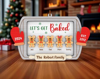 Personalized Gingerbread Family Ornament Glowforge File, Christmas Cookie Laser Cut File ,Wooden Festive Decoration, SVG for Laser Cutting