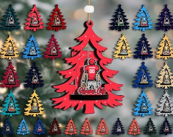 Christmas Tree Ornament SVG, Football Player Laser Cut File, Sports Team Ornament Glowforge Cricut Silhouette, Christmas Ornament svg