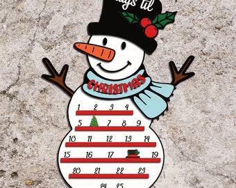 Snowman Countdown svg, Days Until Christmas Countdown svg, Countdown Calendar SVG, Christmas sign svg, Laser Cut Files, Glowforge svg files