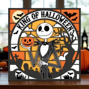 King of Halloween Sign Laser Cutfile ,Spooky Pumpkin Skeleton Decor ,Glowforge Laser Cut File ,Gothic Halloween Wall Art, Halloween Decor
