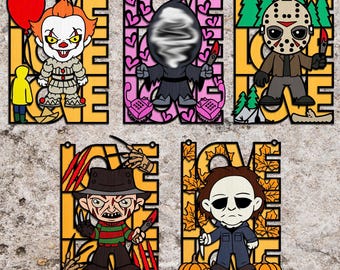 Horror Love Door Sign svg, Halloween Door Sign svg, Horror Characters SVG, Laser Cut Files, Halloween SVG, Glowforge svg files