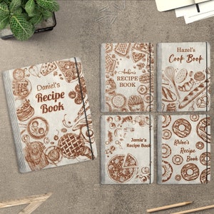 Personalized Recipe Book Cover svg, Wooden cookbook recipes Laser Cut Files, Family Recipe svg,Mother&#39;s Day gift svg, Glowforge svg files