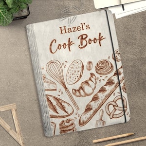 Personalized Recipe Book Cover svg, Wooden cookbook recipes Laser Cut Files, Family Recipe svg,Mother&#39;s Day gift svg, Glowforge svg files