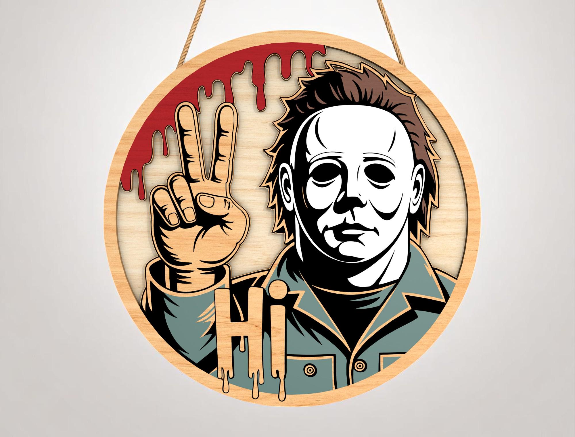 Horror Peace Sign Halloween Decor SVG , Creepy Wood Sign Laser Cut