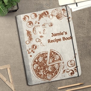 Personalized Recipe Book Cover svg, Wooden cookbook recipes Laser Cut Files, Family Recipe svg,Mother&#39;s Day gift svg, Glowforge svg files