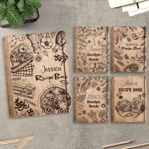 Personalized Recipe Book Cover svg,Wooden cookbook recipes Laser Cut Files,Valentines Day Gift svg,Mother&#39;s Day gift svg,Glowforge svg files