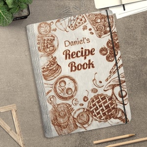 Personalized Recipe Book Cover svg, Wooden cookbook recipes Laser Cut Files, Family Recipe svg,Mother&#39;s Day gift svg, Glowforge svg files
