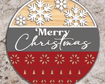Feliz Navidad puerta signo svg, Navidad puerta signo svg, Navidad puerta colgador SVG, archivos cortados por láser, patrón de Navidad SVG, archivos svg Glowforge