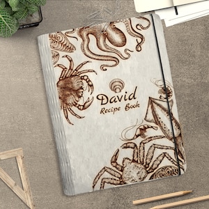 Personalized Recipe Book Cover svg, Wooden cookbook recipes Laser Cut Files, Family Recipe svg,Mother&#39;s Day gift svg, Glowforge svg files
