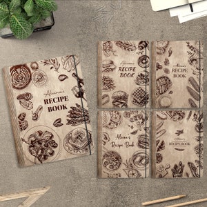 Gepersonaliseerde Recept Boek Cover SVG, Houten kookboek recepten Laser Cut Files, Valentijnsdag SVG, Moederdag cadeau SVG, Glowforge SVG-bestanden