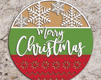 Feliz Navidad puerta signo svg, Navidad puerta signo svg, Navidad puerta colgador SVG, archivos cortados por láser, patrón de Navidad SVG, archivos svg Glowforge