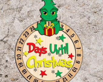 Christmas Cartoon Countdown svg, Christmas Countdown svg, Countdown Calendar SVG, Christmas sign svg, Laser Cut Files, Glowforge svg files