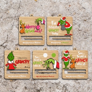 Weihnachten Cartoon Geld Halter Ornament SVG, Geld Halter Stocking Tags svg, Weihnachten Geld Halter svg, Laser Cut Dateien, Glowforge svg Dateien