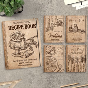 Personalized Recipe Book Cover svg,Wooden cookbook recipes Laser Cut Files,Valentines Day Gift svg,Mother&#39;s Day gift svg,Glowforge svg files