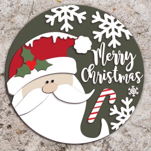 Santa Claus Door Sign svg, Merry Christmas Sign svg, Christmas Door Hanger SVG, Laser Cut Files, Candy Cane SVG, Glowforge svg files