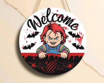 Creepy Welcome Sign SVG, Halloween Door Sign Laser Cut File