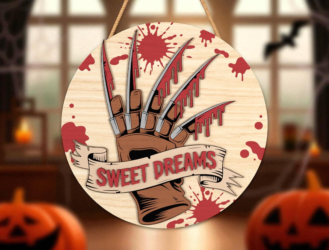 Halloween Door Hanger Laser Cut SVG , Spooky Sign Glowforge File ...