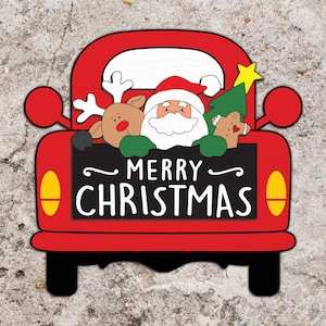 Merry Christmas Truck Door Sign svg,Gingerbread Door Sign svg,Reindeer Door Hanger SVG, Laser Cut Files, Santa Claus SVG,Glowforge svg files