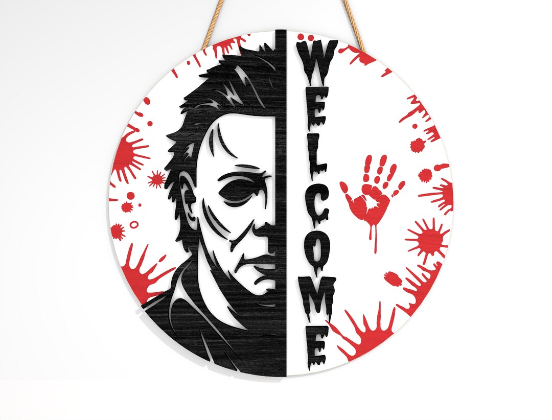 Horror Welcome Sign SVG, Scary Door Sign Laser Cut File, Halloween