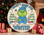Winter Door Hanger SVG for Laser , Funny Cold Weather Glowforge File Svg,Holiday Round Wall Decor Laser Cut File, Christmas Decor