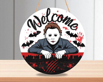 Creepy Welcome Sign SVG, Halloween Door Sign Laser Cut File