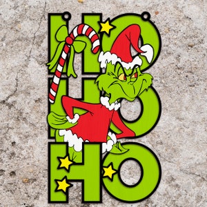 Christmas Cartoon Ho ho ho Door Sign svg, Christmas Door Sign svg, Christmas Cartoon SVG, Laser Cut Files, Christmas SVG,Glowforge svg files