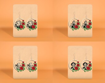 Horror Character Earrings Svg , Halloween Flower Earrings SVG File, Horror Rose Earrings Laser Cut , Halloween SVG, Glowforge Svg Files