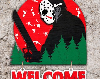 Welcome Horror Door Sign svg, Halloween Door Sign svg, Horror Character SVG, Laser Cut Files, Halloween SVG, Glowforge svg files