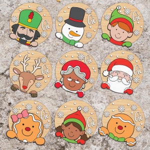Hi Christmas Set Door Sign svg, Christmas Welcome Sign svg, Santa Claus SVG, Laser Cut File, Christmas SVG, Glowforge svg files